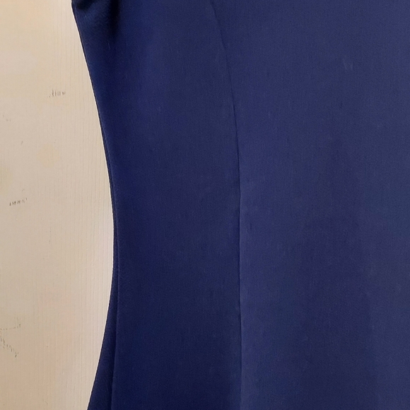 Mi Ami Skater Mini Dress Blue V Neck Back Zip Fit Flare Party Club Stretch - Picture 3 of 9